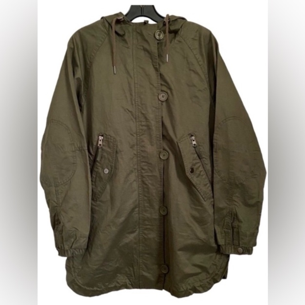 Zara Basic Army Green Quilted Liner Full Zip Hooded Casual Jacket S